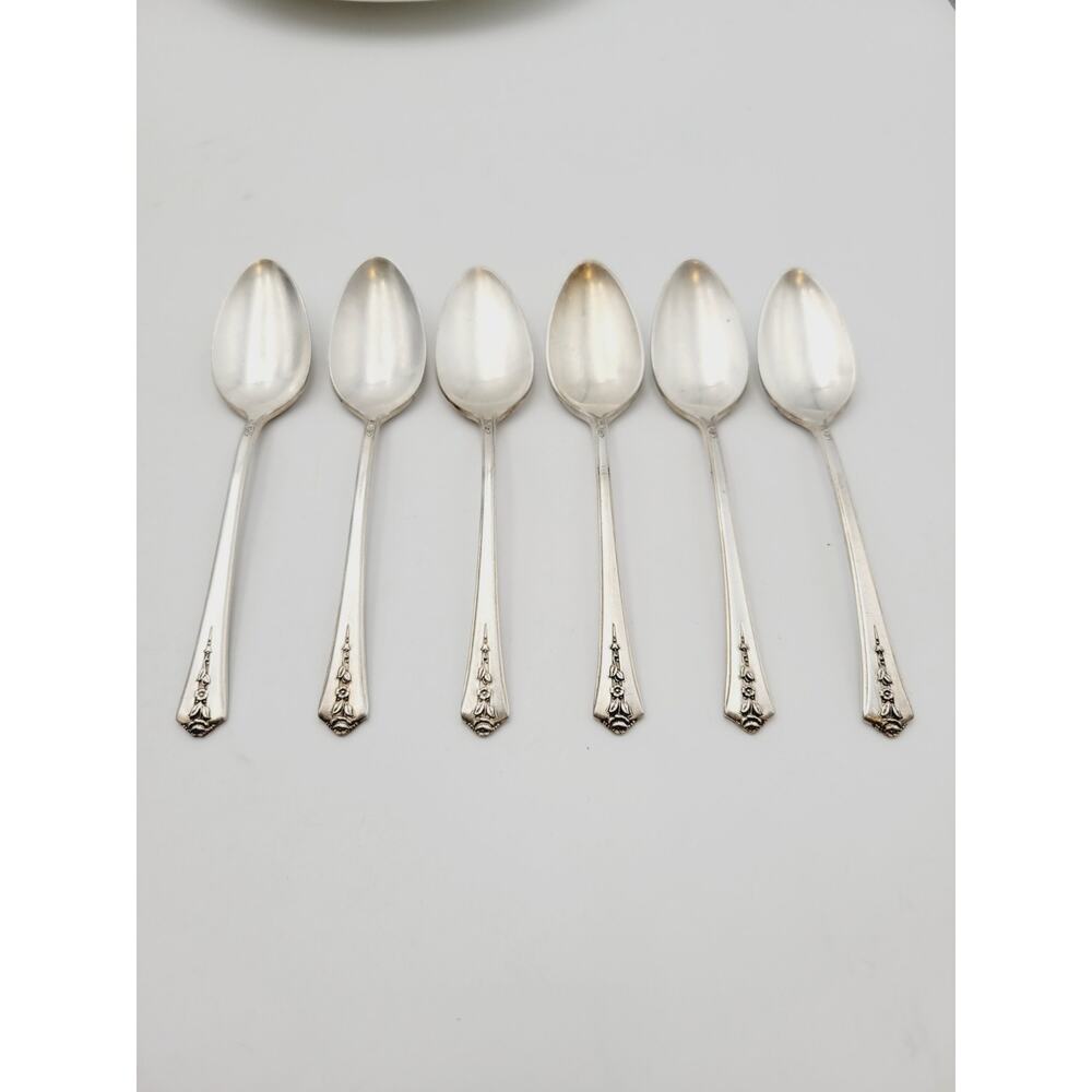 Vintage Holmes & Edwards SPRING GARDEN Silver Plated Teaspoon Set of 6 Spoons